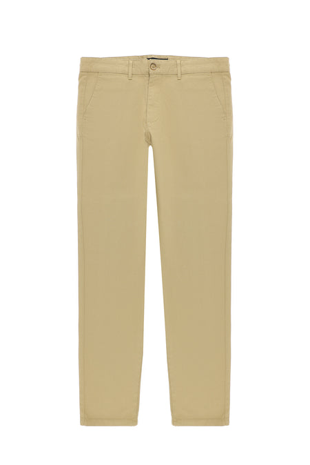 Koyu Bej Regular Fit Desenli Likralı Kanvas / Chino Pantolon