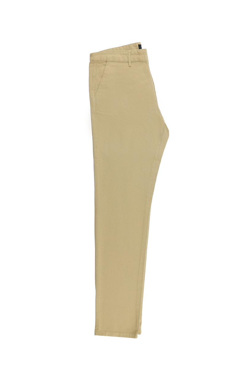 Koyu Bej Regular Fit Desenli Likralı Kanvas / Chino Pantolon