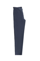 Koyu Mavi  Slim Fit Dar Kesim Tokalı Keten Klasik Kumaş Pantolon