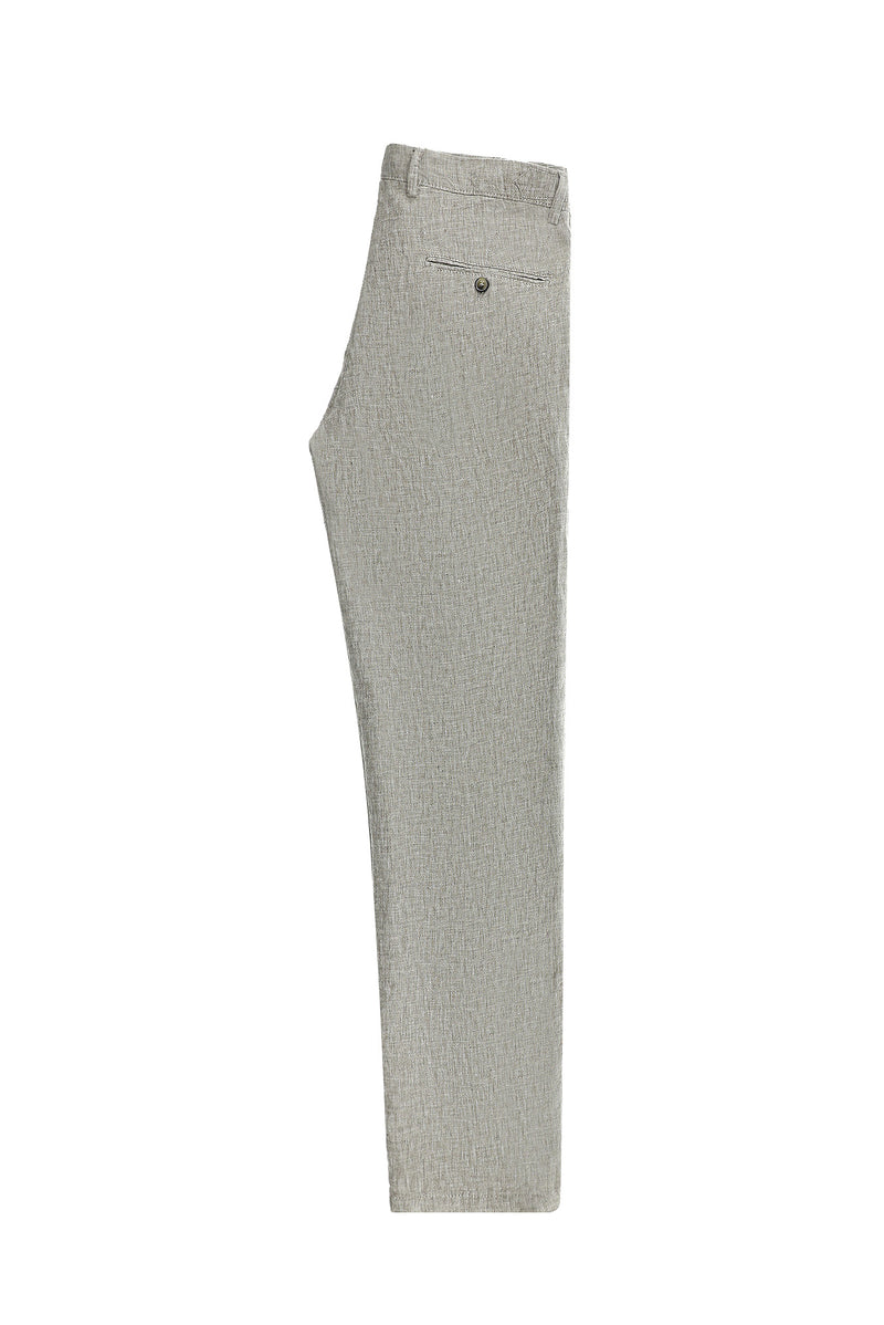 Açık Kahve  Slim Fit Dar Kesim Tokalı Keten Klasik Kumaş Pantolon
