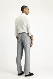 Koyu Lacivert 6 Drop Regular Fit Standart Kesim Beli Lastikli ?pli Keten Klasik Kuma? Pantolon-Abdullah Ki??l?