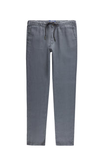 Orta Gri Regular Fit Beli Lastikli İpli Keten Pantolon