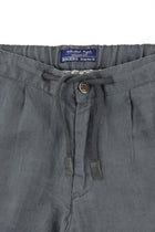 Orta Gri 6 Drop Regular Fit Standart Kesim Beli Lastikli ?pli Keten Pantolon-Abdullah Ki??l?