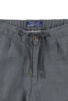 Orta Gri 6 Drop Regular Fit Standart Kesim Beli Lastikli ?pli Keten Pantolon-Abdullah Ki??l?