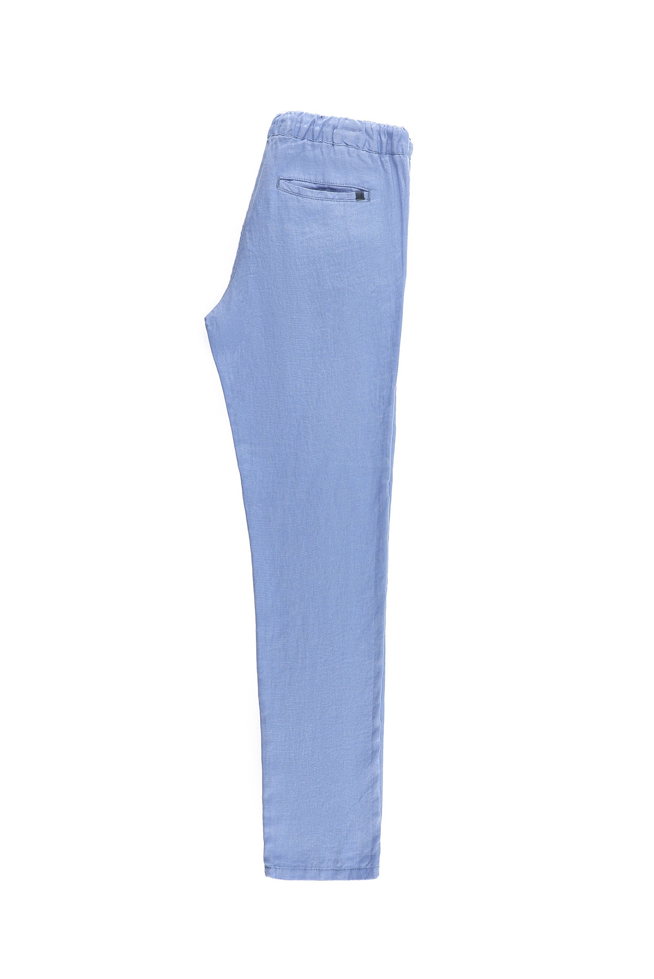 Uçuk Mavi Regular Fit Beli Lastikli İpli Keten Pantolon