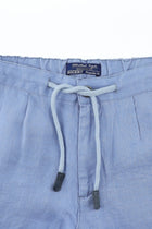 Uçuk Mavi Regular Fit Beli Lastikli İpli Keten Pantolon