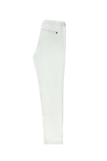 Beyaz Regular Fit Standart Kesim Beli Lastikli ?pli Keten Pantolon-Abdullah Ki??l?