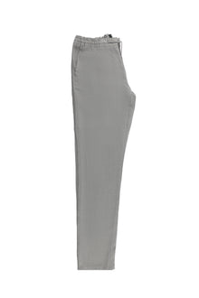 Orta Gri Regular Fit Beli Lastikli İpli Keten Pantolon