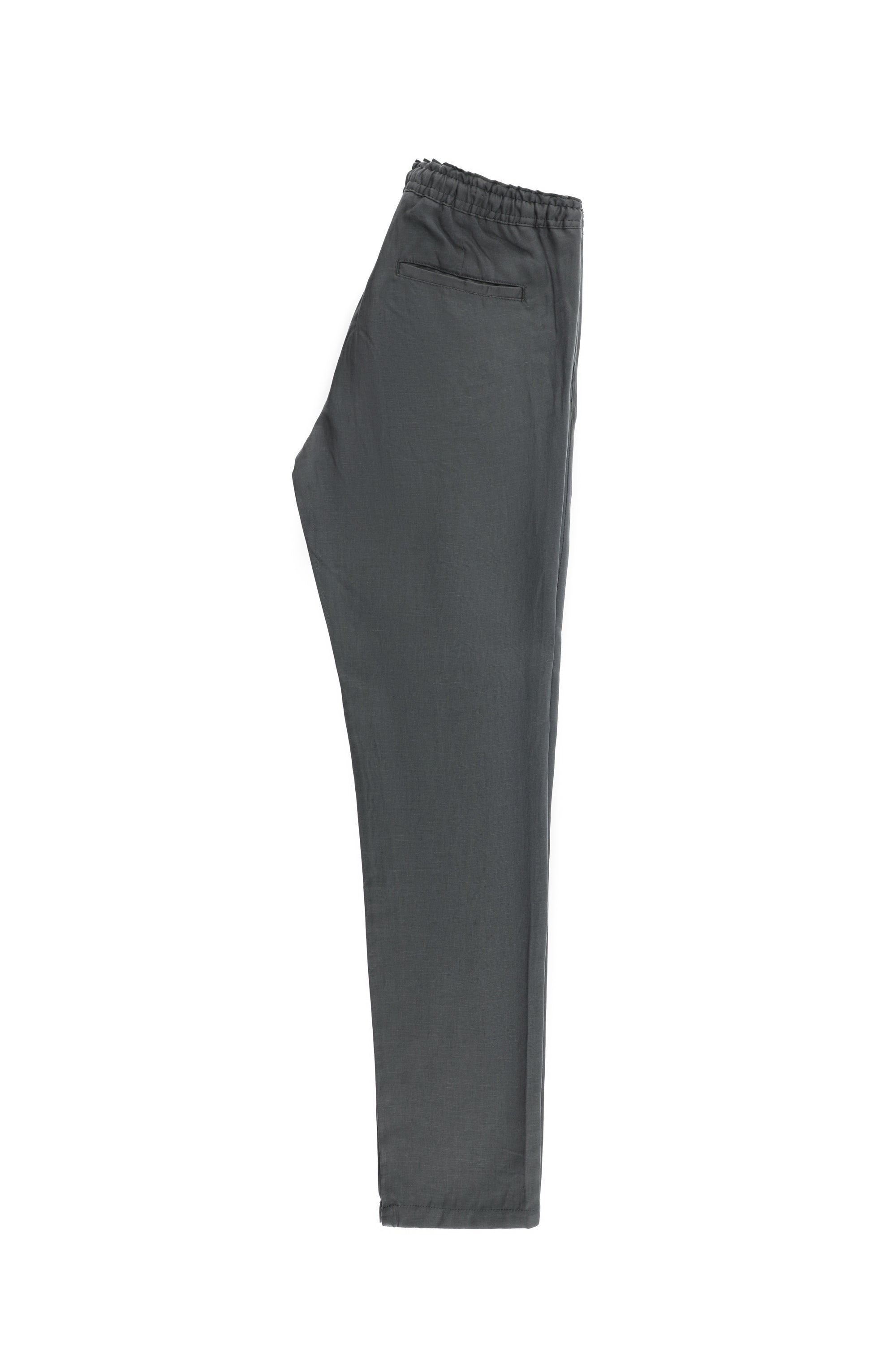 Koyu Füme Regular Fit Beli Lastikli İpli Keten Pantolon