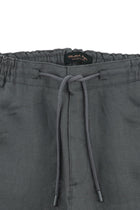 Koyu Füme Regular Fit Beli Lastikli İpli Keten Pantolon