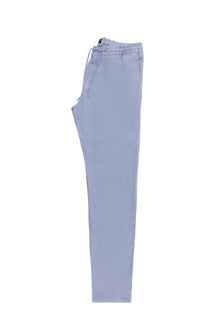 Açık Mavi Regular Fit Beli Lastikli İpli Keten Pantolon