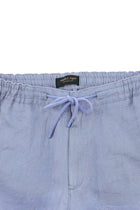Açık Mavi Regular Fit Beli Lastikli İpli Keten Pantolon