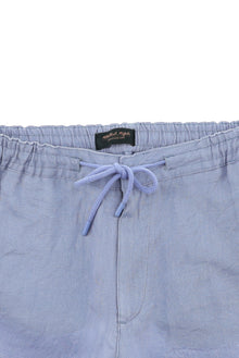 Açık Mavi Regular Fit Beli Lastikli İpli Keten Pantolon