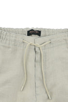 Krem Regular Fit Beli Lastikli İpli Keten Pantolon