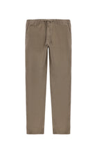 Koyu Vizon Regular Fit Beli Lastikli İpli Keten Pantolon