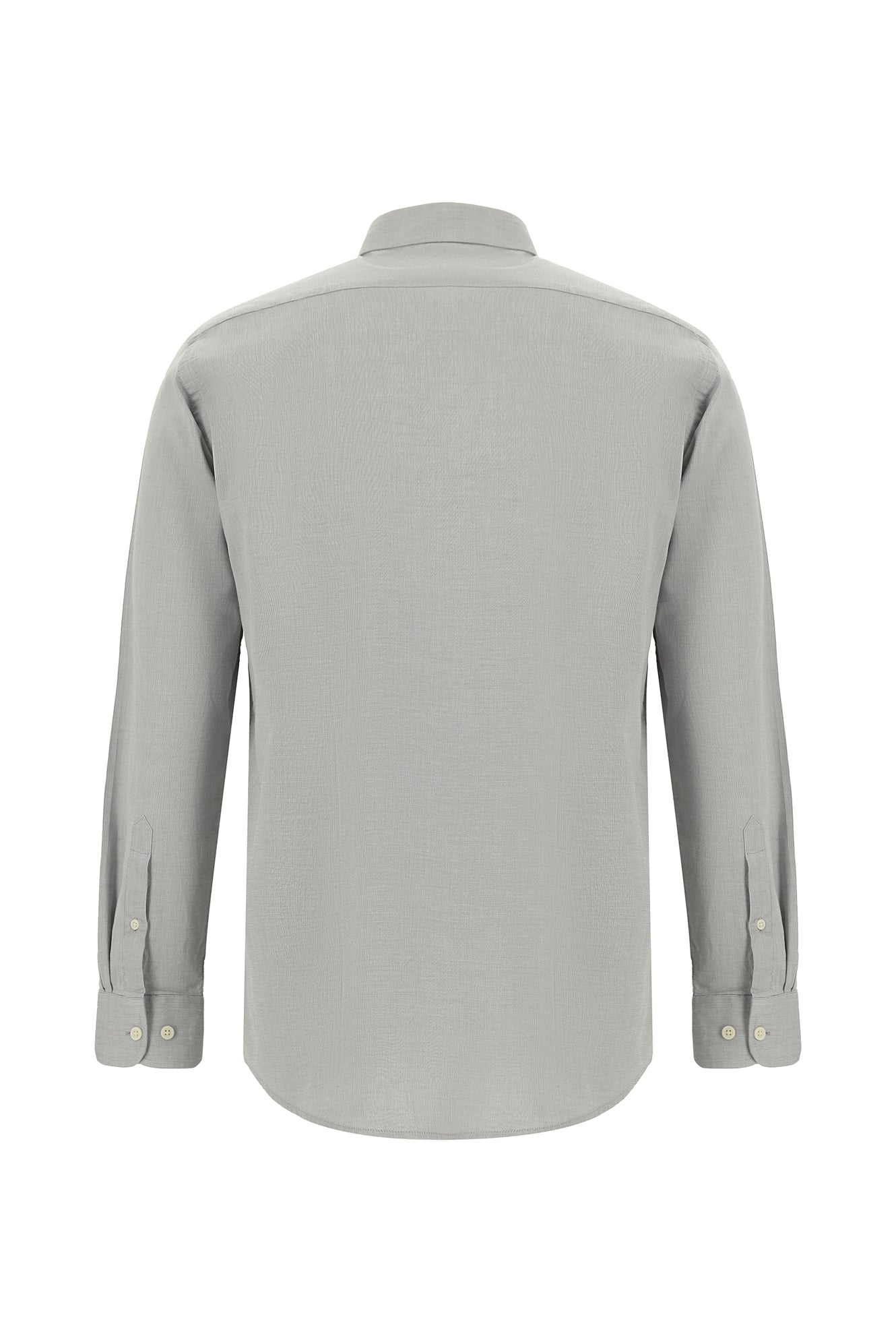 Orta Gri Uzun Kol Regular Fit Desenli Spor Pamuk Gömlek