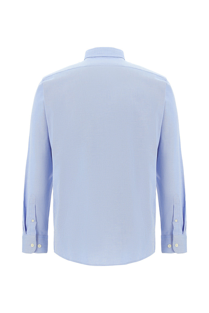 Koyu Mavi  Uzun Kol Regular Fit Desenli Spor Pamuk Gömlek