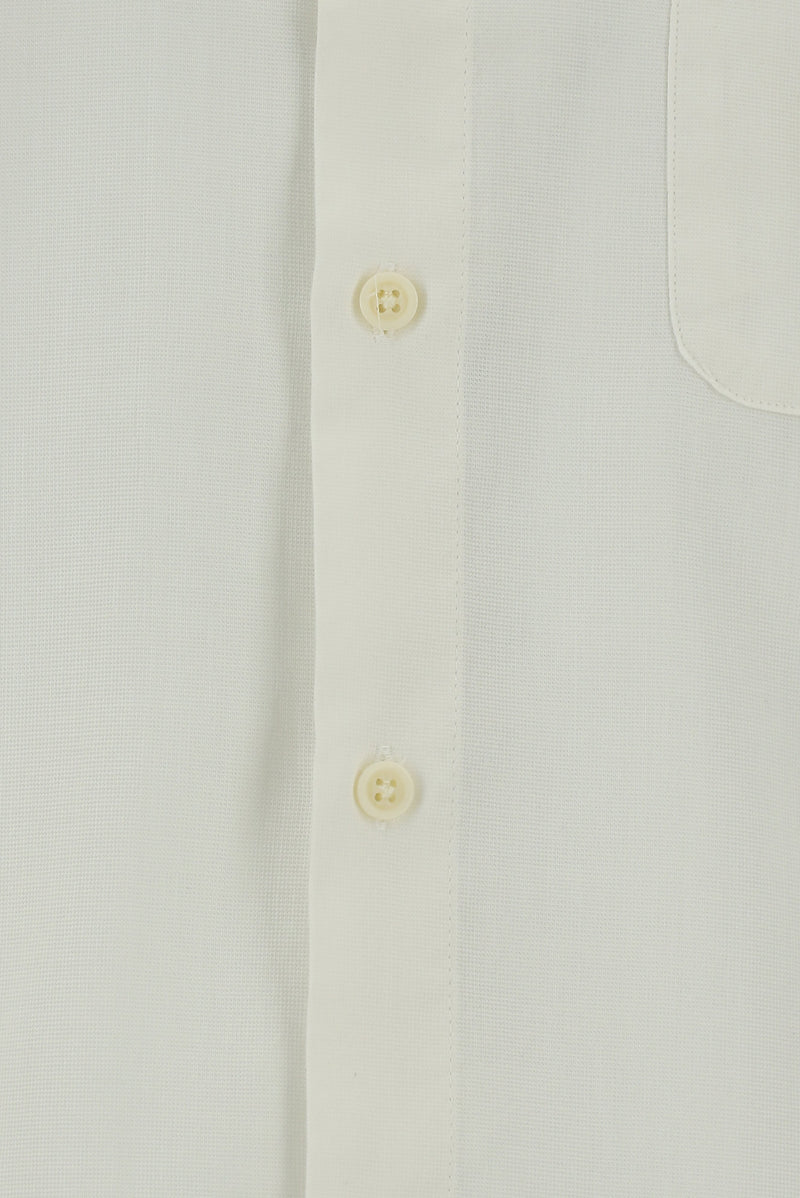 Kırık Beyaz Uzun Kol Regular Fit Desenli Spor Pamuk Gömlek