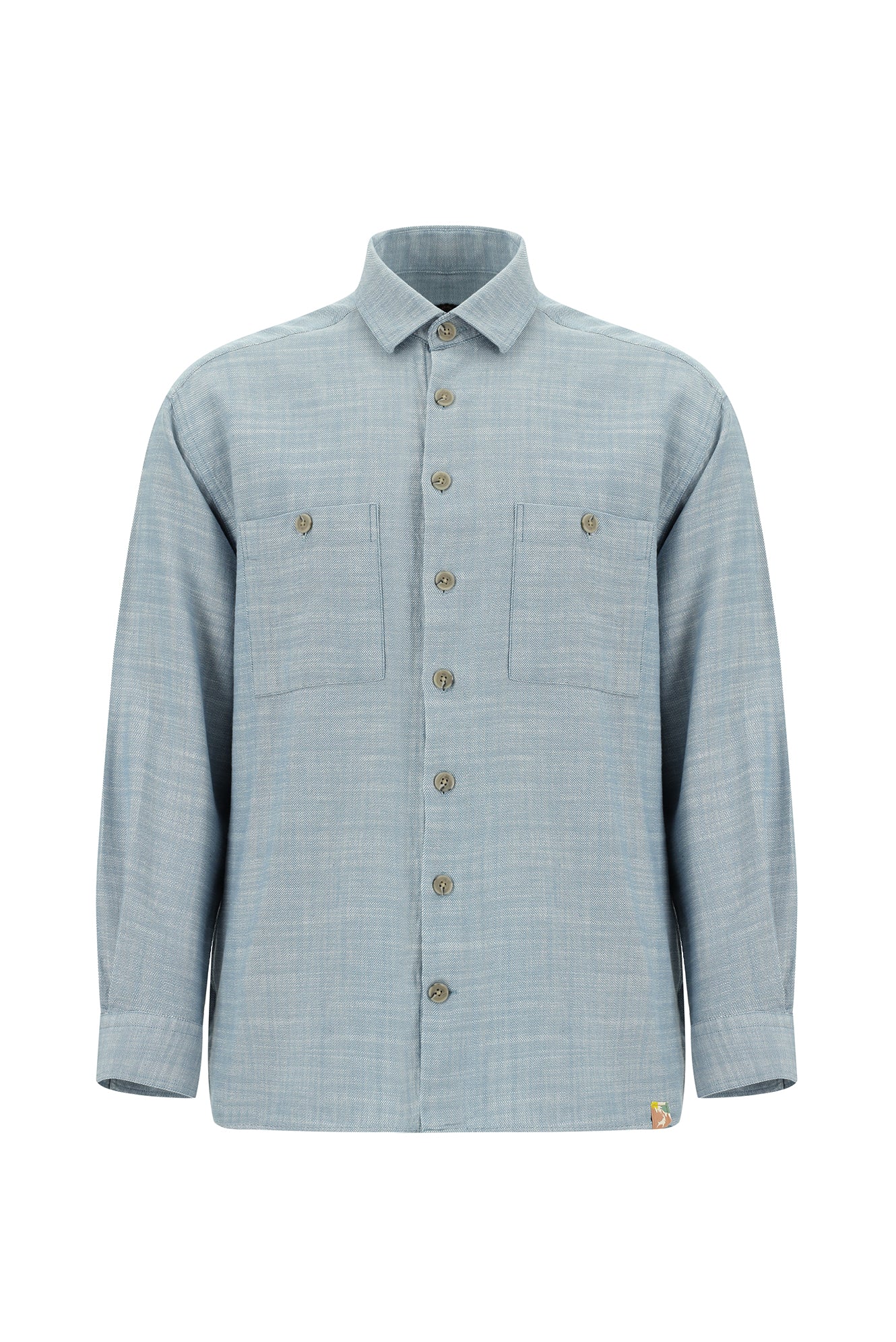 Açık Mavi Uzun Kol Oversize Spor Pamuk Gömlek