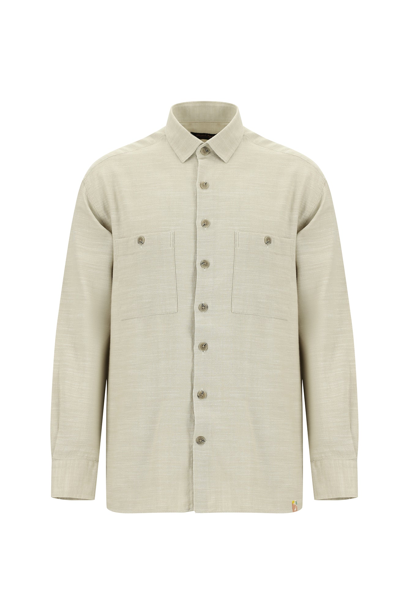 Açık Vizon Uzun Kol Oversize Spor Pamuk Gömlek