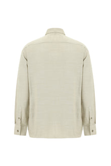 Açık Vizon Uzun Kol Oversize Spor Pamuk Gömlek