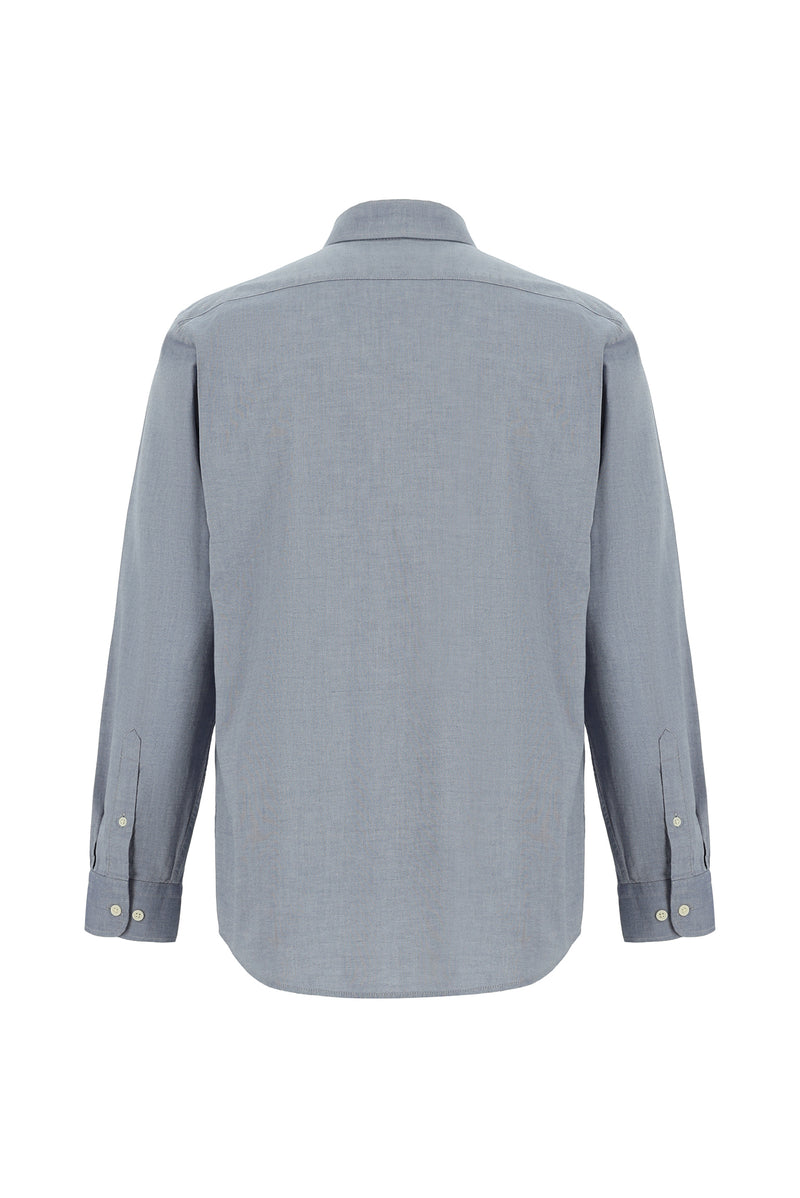 Havacı Mavi Uzun Kol Regular Fit Oxford Spor Pamuk Gömlek