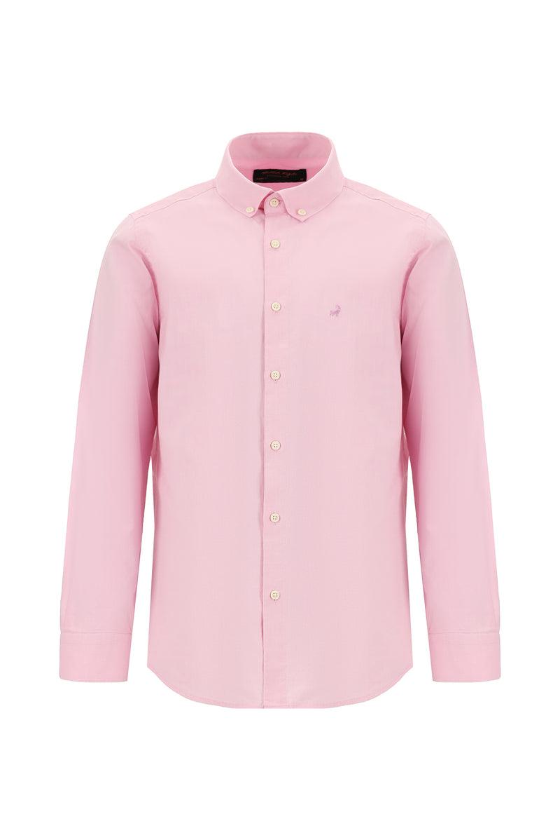 Pembe Uzun Kol Regular Fit Oxford Spor Pamuk Gömlek