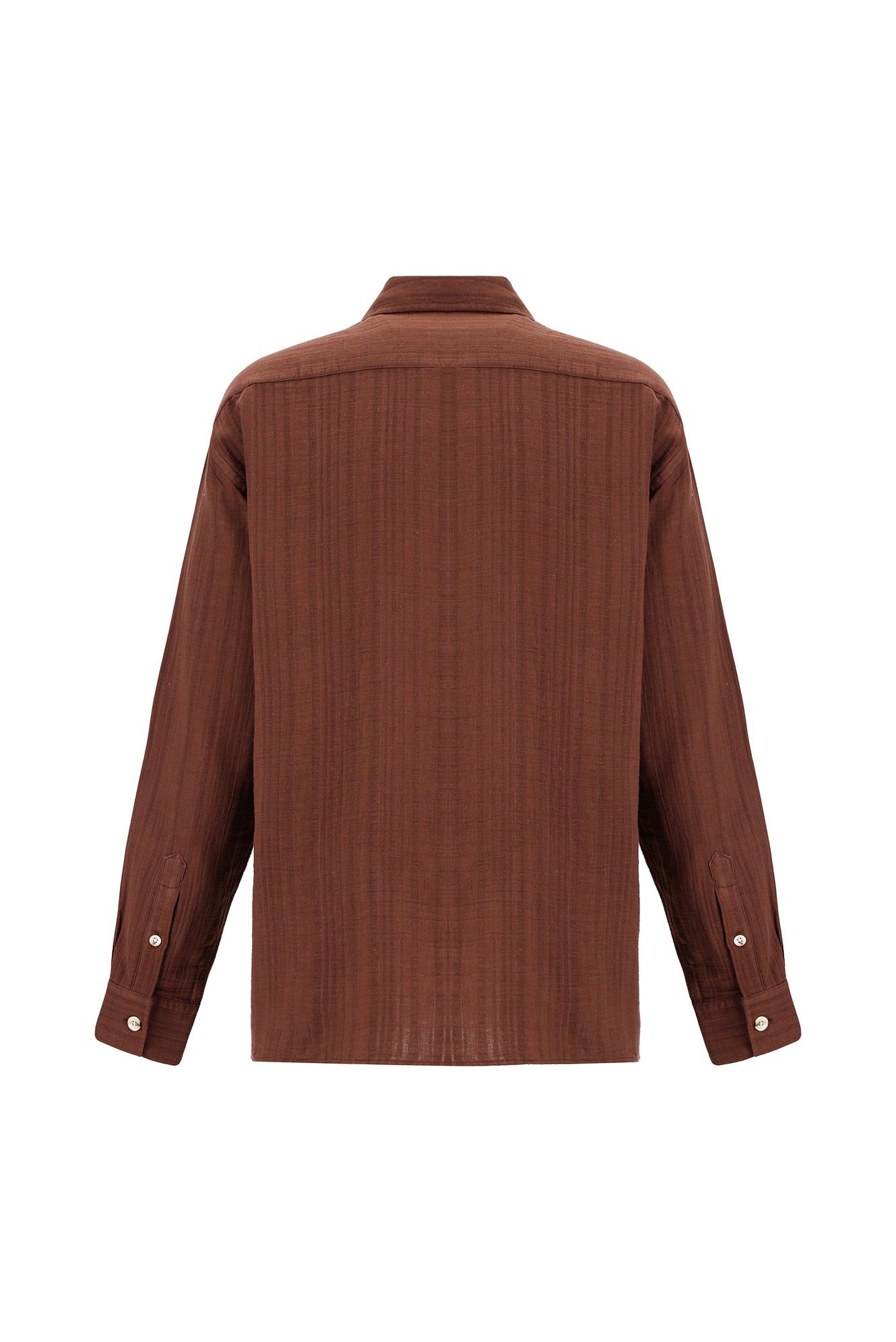 Ac? Kahve Uzun Kol Oversize Müslin Gömlek-Abdullah Ki??l?