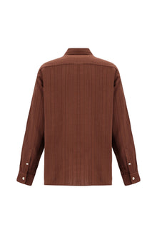 Ac? Kahve Uzun Kol Oversize Müslin Gömlek-Abdullah Ki??l?