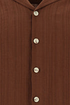 Ac? Kahve Uzun Kol Oversize Müslin Gömlek-Abdullah Ki??l?