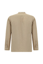 Açık Kahve  Uzun Kol Hakim Yaka Regular Fit Spor Pamuklu Keten Gömlek