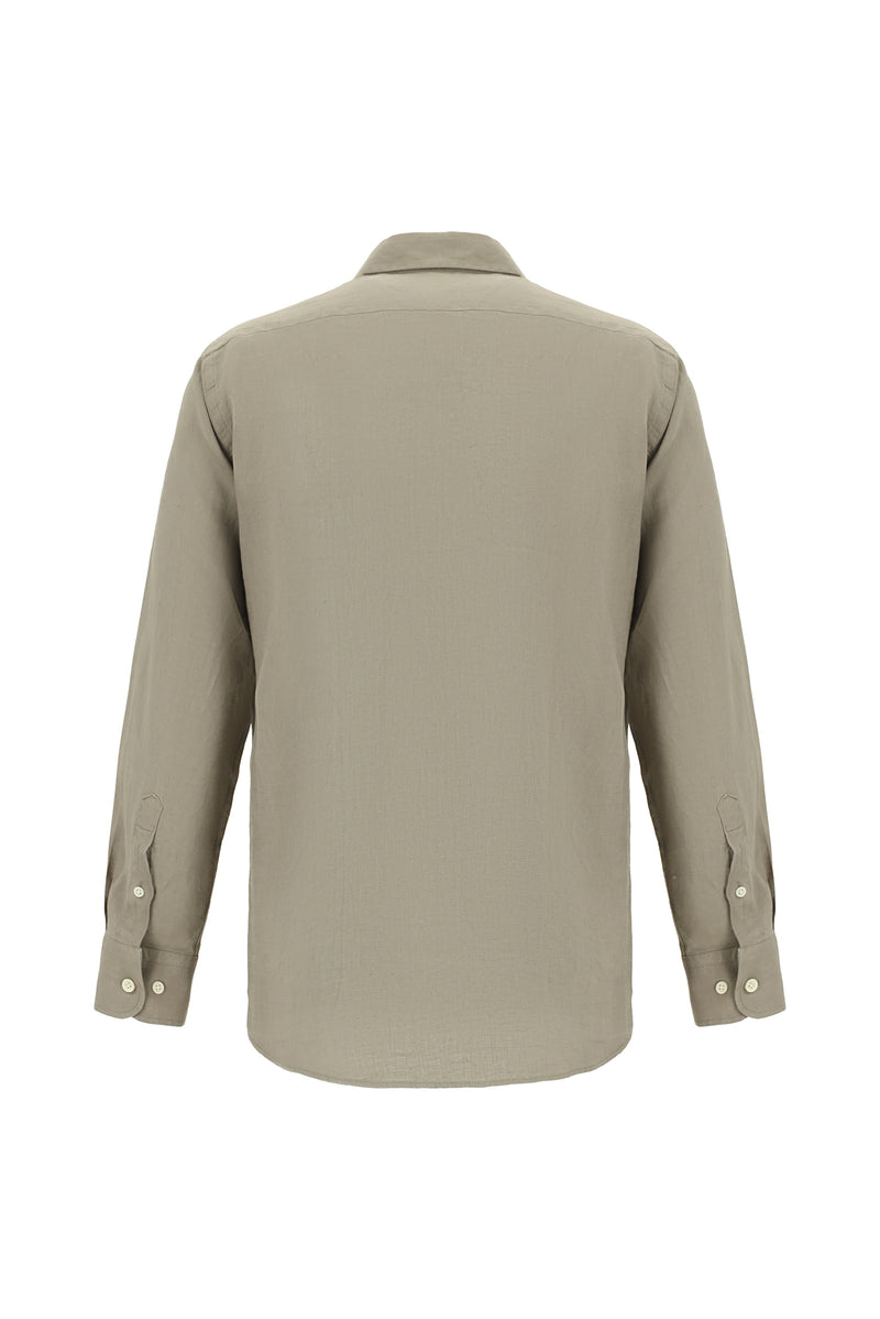 Orta Vizon Uzun Kol Regular Fit Keten Gömlek