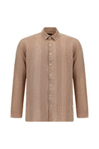 Kiremit Uzun Kol Regular Fit Desenli Keten Gömlek