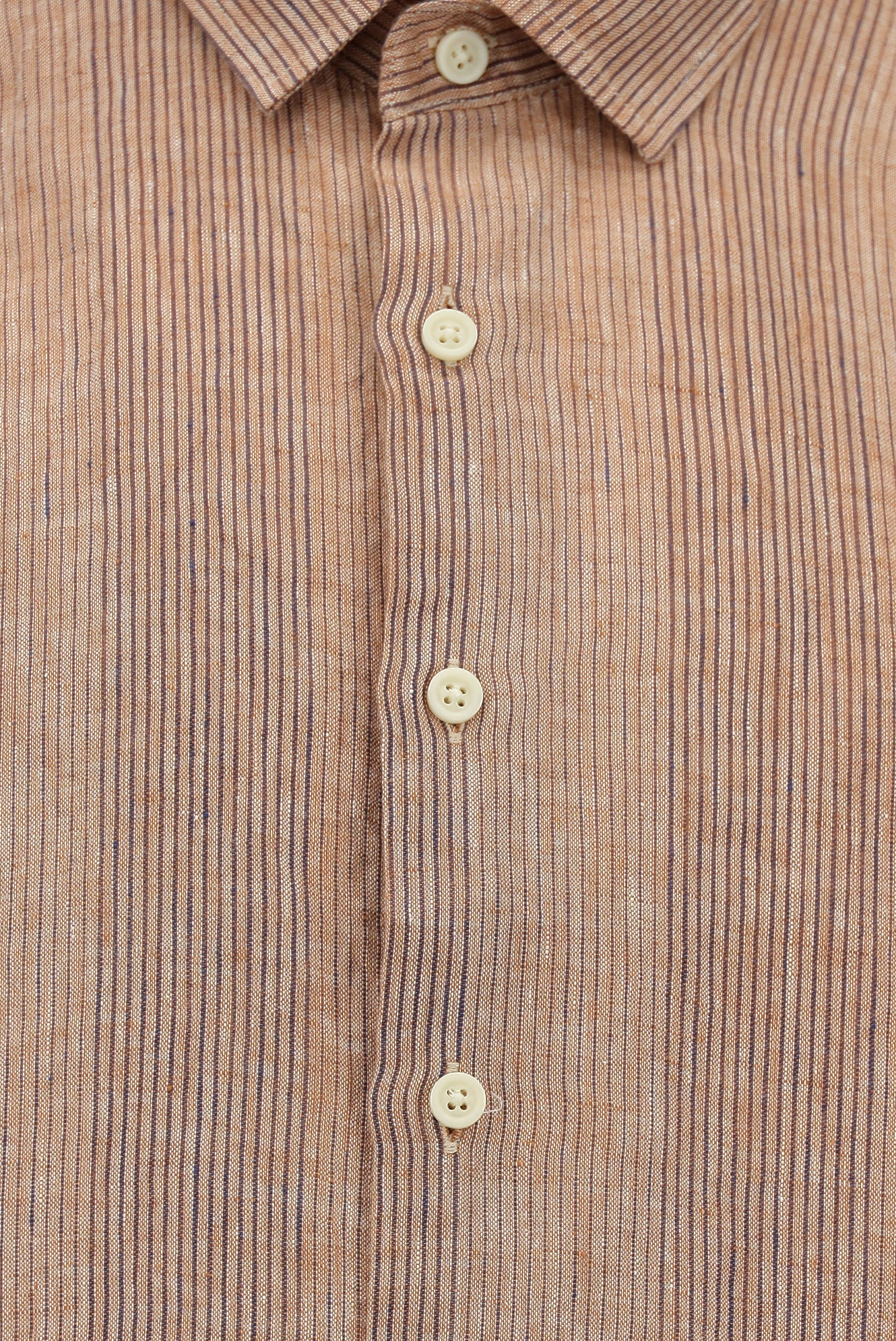 Kiremit Uzun Kol Regular Fit Desenli Keten Gömlek