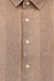 Kiremit Uzun Kol Regular Fit Desenli Keten Gömlek