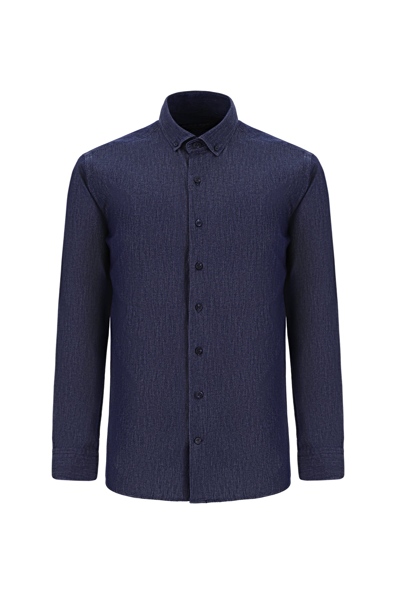 İndigo Uzun Kol Slim Fit Dar Kesim Denim Pamuk Gömlek
