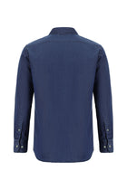 İndigo Uzun Kol Slim Fit Dar Kesim Pamuk Denim Gömlek