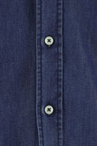 İndigo Uzun Kol Slim Fit Dar Kesim Pamuk Denim Gömlek