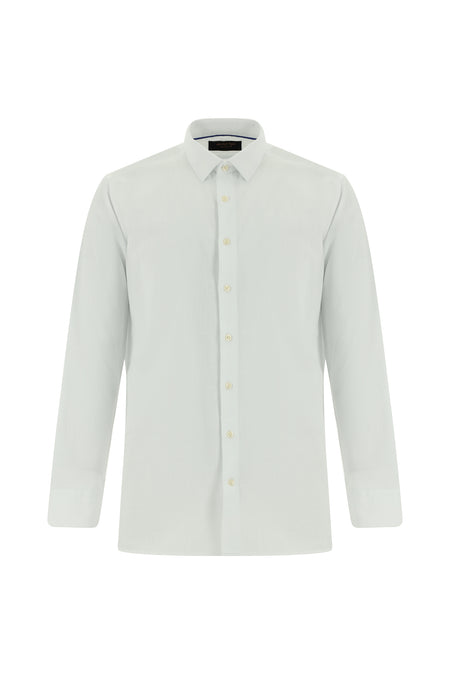 Beyaz Uzun Kol Slim Fit Dar Kesim Pamuk Gömlek