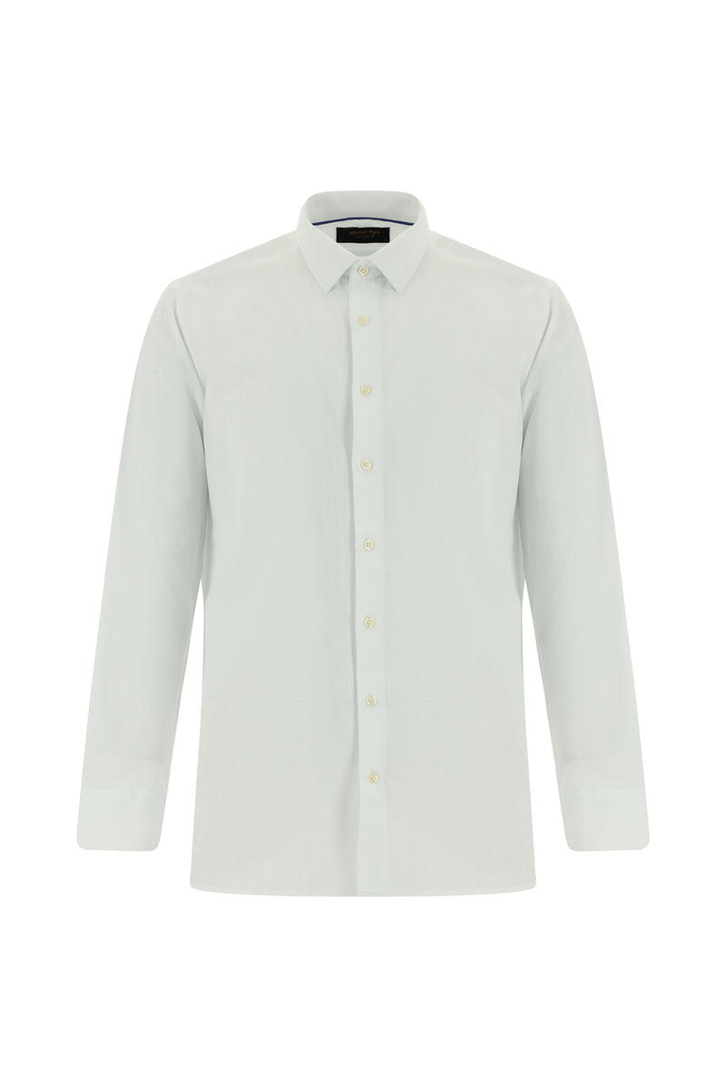 Beyaz Uzun Kol Slim Fit Dar Kesim Pamuk Gömlek