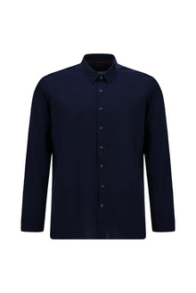 Koyu Lacivert Uzun Kol Slim Fit Dar Kesim Klasik Pamuk Gömlek