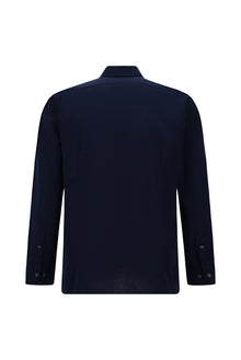 Koyu Lacivert Uzun Kol Slim Fit Dar Kesim Klasik Pamuk Gömlek