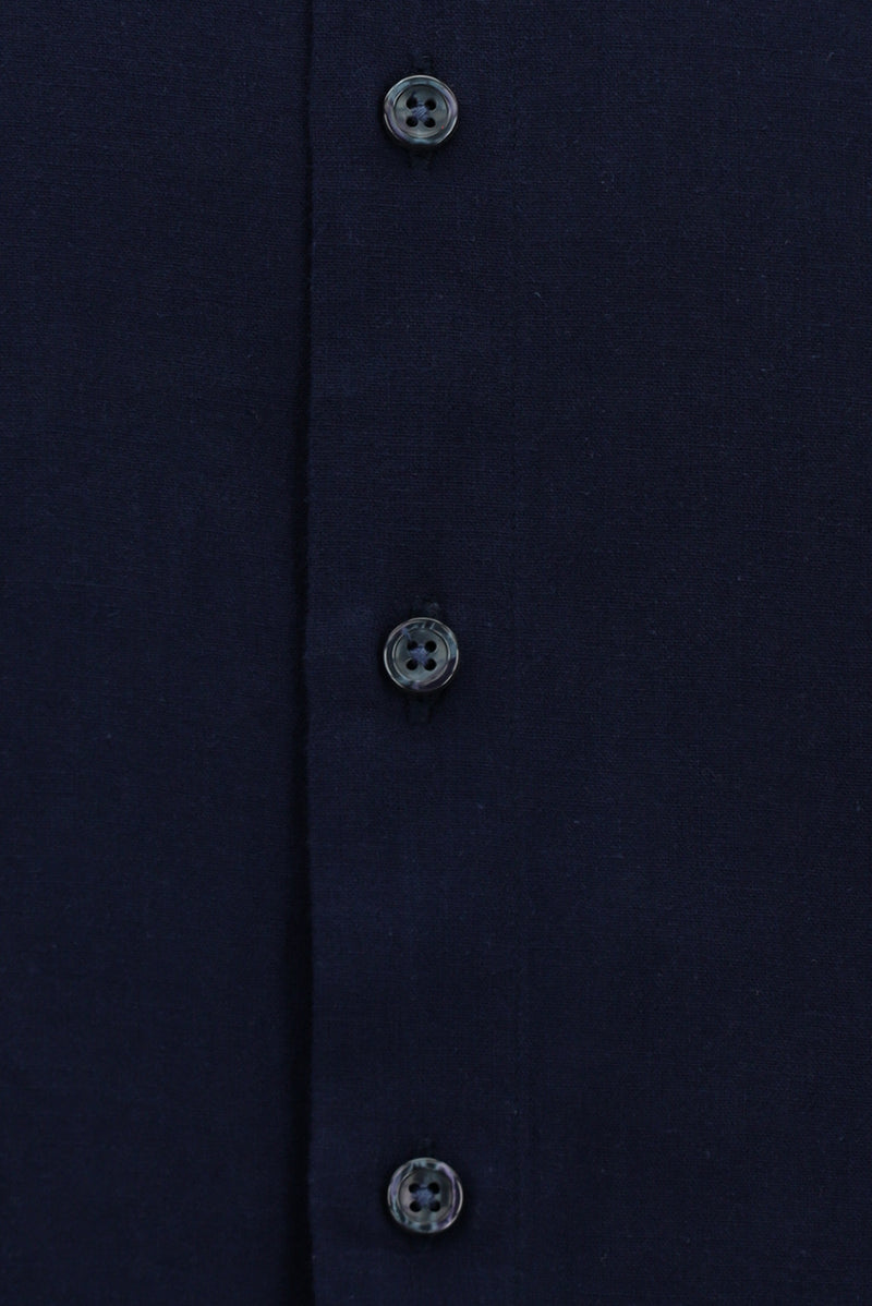 Koyu Lacivert Uzun Kol Slim Fit Dar Kesim Klasik Pamuk Gömlek