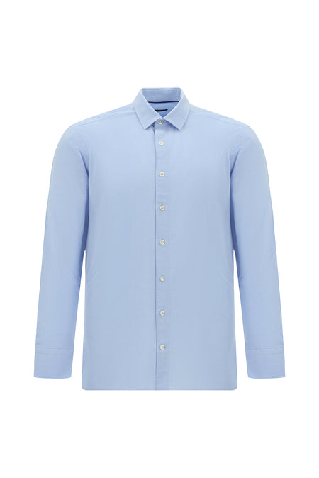 Açık Mavi Uzun Kol Slim Fit Dar Kesim Klasik Pamuk Gömlek