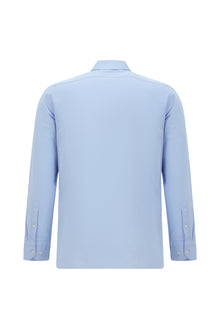 Açık Mavi Uzun Kol Slim Fit Dar Kesim Klasik Pamuk Gömlek