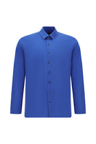 Saks Mavi Uzun Kol Slim Fit Dar Kesim Klasik Pamuk Gömlek