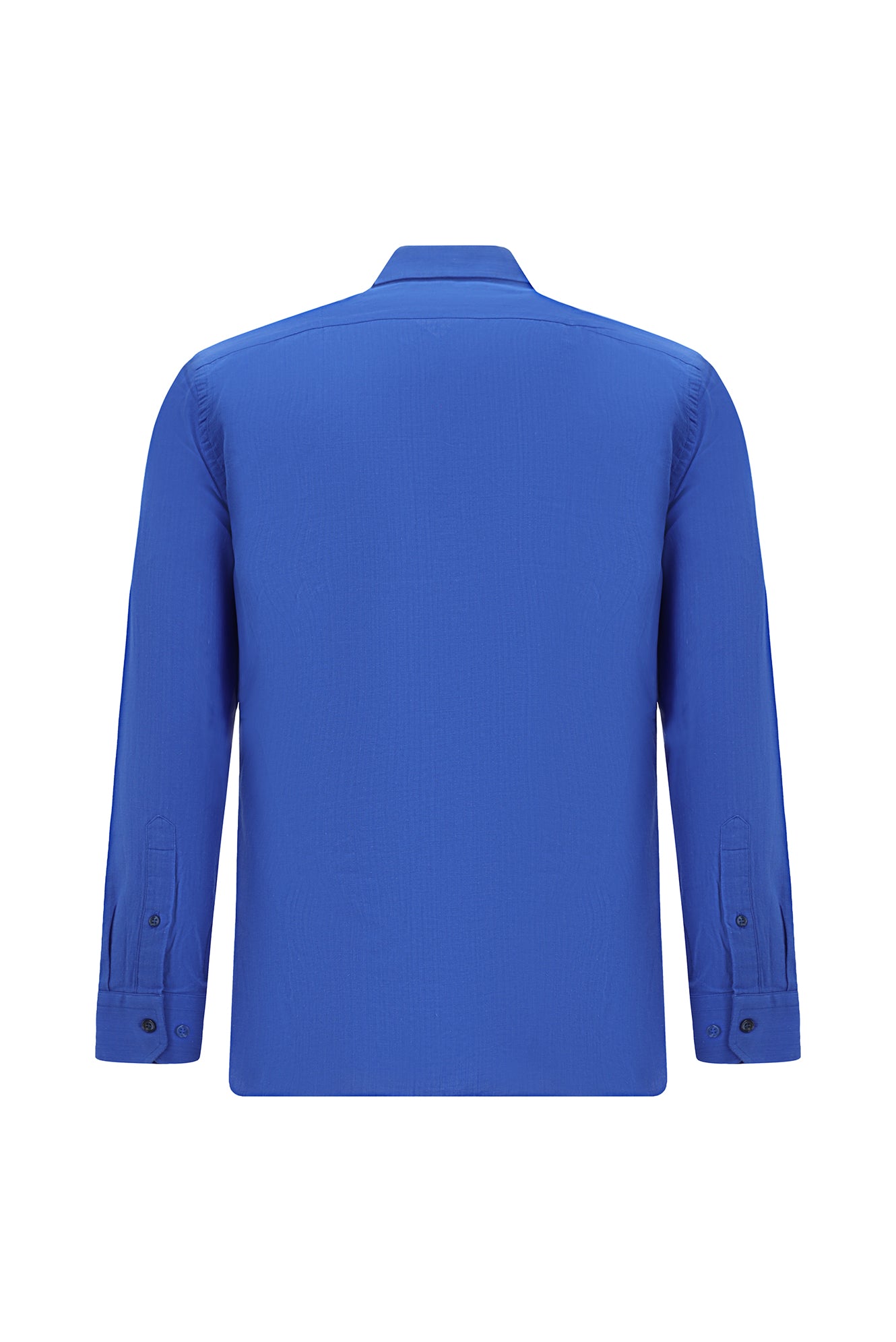 Saks Mavi Uzun Kol Slim Fit Dar Kesim Klasik Pamuk Gömlek