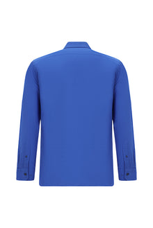 Saks Mavi Uzun Kol Slim Fit Dar Kesim Klasik Pamuk Gömlek