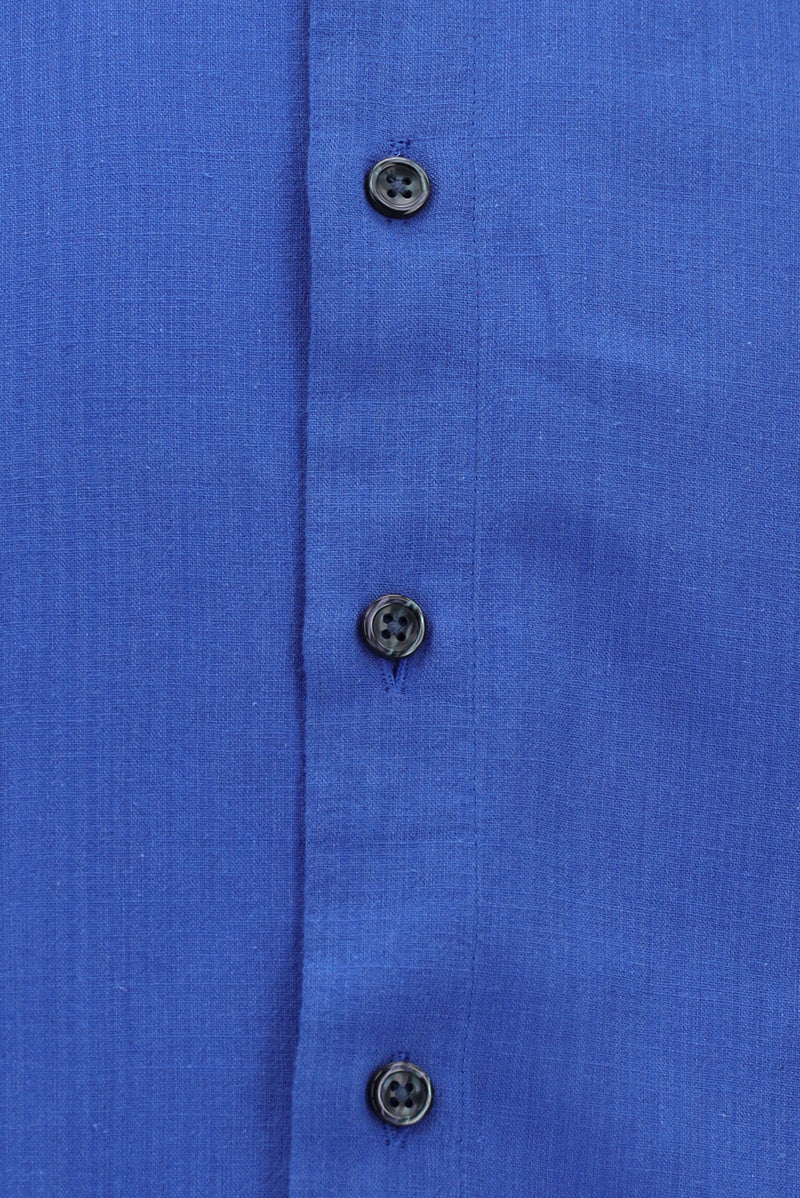 Saks Mavi Uzun Kol Slim Fit Dar Kesim Klasik Pamuk Gömlek