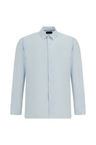 Açık Mavi Uzun Kol Slim Fit Dar Kesim Pamuklu Keten Gömlek